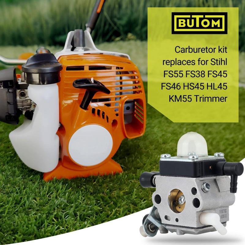 Butom FS55R FS45 FS38 Carburetor for Stihl HS45 FS 38 FS55 FS 45 FS46 FS55RC FS55RC HL45 FS46C KM55 FS45C FS55C Weed Eater Trimmer Replace C1Q-S97 C1Q-S186 - Image 2